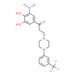 ChemSpider 2D Image | 1-(3,4-Dihydroxy-5-nitrophenyl)-3-{4-[3-(trifluoromethyl)phenyl]-1-piperazinyl}-1-propanone | C20H20F3N3O5