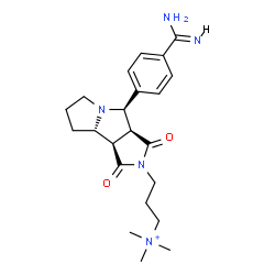 ChemSpider 2D Image | 3-[(3aS,4R,8aS,8bR)-4-(4-Carbamimidoylphenyl)-1,3-dioxooctahydropyrrolo[3,4-a]pyrrolizin-2(3H)-yl]-N,N,N-trimethyl-1-propanaminium | C22H32N5O2