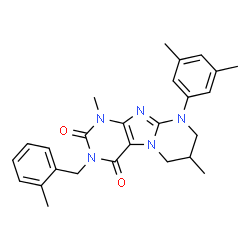 ChemSpider 2D Image | 9-(3,5-Dimethylphenyl)-1,7-dimethyl-3-(2-methylbenzyl)-6,7,8,9-tetrahydropyrimido[2,1-f]purine-2,4(1H,3H)-dione | C26H29N5O2
