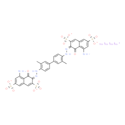 ChemSpider 2D Image | Tetrasodium (3E,3'E)-3,3'-[(3,3'-dimethyl-4,4'-biphenyldiyl)di(1E)-2-hydrazinyl-1-ylidene]bis(5-amino-4-oxo-3,4-dihydro-2,7-naphthalenedisulfonate) | C34H24N6Na4O14S4