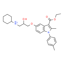 ChemSpider 2D Image | N-(3-{[3-(Ethoxycarbonyl)-2-methyl-1-(4-methylphenyl)-1H-indol-5-yl]oxy}-2-hydroxypropyl)cyclohexanaminium | C28H37N2O4
