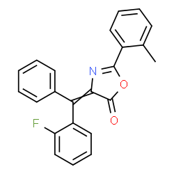ChemSpider 2D Image | 4-[(2-Fluorophenyl)(phenyl)methylene]-2-(2-methylphenyl)-1,3-oxazol-5(4H)-one | C23H16FNO2