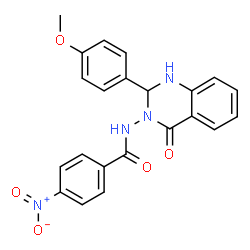 ChemSpider 2D Image | N-[2-(4-Methoxyphenyl)-4-oxo-1,4-dihydro-3(2H)-quinazolinyl]-4-nitrobenzamide | C22H18N4O5