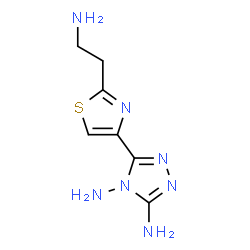 ChemSpider 2D Image | 5-[2-(2-Aminoethyl)-1,3-thiazol-4-yl]-4H-1,2,4-triazole-3,4-diamine | C7H11N7S