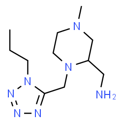 ChemSpider 2D Image | 1-{4-Methyl-1-[(1-propyl-1H-tetrazol-5-yl)methyl]-2-piperazinyl}methanamine | C11H23N7