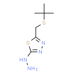 ChemSpider 2D Image | 2-Hydrazino-5-{[(2-methyl-2-propanyl)sulfanyl]methyl}-1,3,4-thiadiazole | C7H14N4S2
