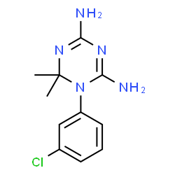 ChemSpider 2D Image | 1-(3-Chlorophenyl)-6,6-dimethyl-1,6-dihydro-1,3,5-triazine-2,4-diamine | C11H14ClN5