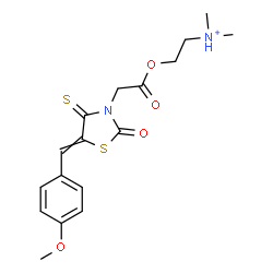 ChemSpider 2D Image | 2-{2-[5-(4-Methoxybenzylidene)-2-oxo-4-thioxo-1,3-thiazolidin-3-yl]acetoxy}-N,N-dimethylethanaminium | C17H21N2O4S2