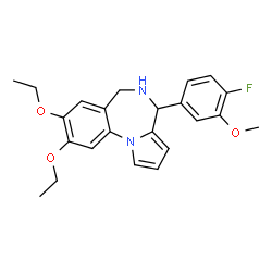 ChemSpider 2D Image | 8,9-Diethoxy-4-(4-fluoro-3-methoxyphenyl)-5,6-dihydro-4H-pyrrolo[1,2-a][1,4]benzodiazepine | C23H25FN2O3