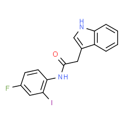 ChemSpider 2D Image | N-(4-Fluoro-2-iodophenyl)-2-(1H-indol-3-yl)acetamide | C16H12FIN2O