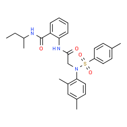 ChemSpider 2D Image | N-sec-Butyl-2-({N-(2,4-dimethylphenyl)-N-[(4-methylphenyl)sulfonyl]glycyl}amino)benzamide | C28H33N3O4S