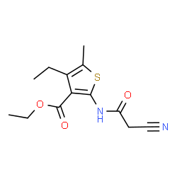 ChemSpider 2D Image | ethyl 2-(2-cyanoacetamido)-4-ethyl-5-methylthiophene-3-carboxylate | C13H16N2O3S