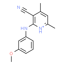 ChemSpider 2D Image | 3-Cyano-2-[(3-methoxyphenyl)amino]-4,6-dimethylpyridinium | C15H16N3O