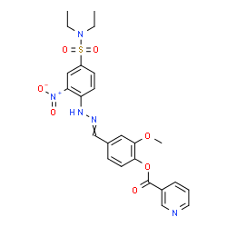 ChemSpider 2D Image | 4-({[4-(Diethylsulfamoyl)-2-nitrophenyl]hydrazono}methyl)-2-methoxyphenyl nicotinate | C24H25N5O7S