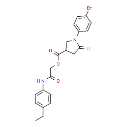 ChemSpider 2D Image | [(4-ETHYLPHENYL)CARBAMOYL]METHYL 1-(4-BROMOPHENYL)-5-OXOPYRROLIDINE-3-CARBOXYLATE | C21H21BrN2O4