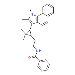 ChemSpider 2D Image | N-{2-[3-(1,2-Dimethyl-1H-benzo[g]indol-3-yl)-2,2-dimethylcyclopropyl]ethyl}benzamide | C28H30N2O