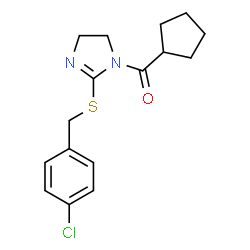 ChemSpider 2D Image | {2-[(4-Chlorobenzyl)sulfanyl]-4,5-dihydro-1H-imidazol-1-yl}(cyclopentyl)methanone | C16H19ClN2OS