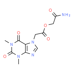 ChemSpider 2D Image | 2-Amino-2-oxoethyl (1,3-dimethyl-2,6-dioxo-1,2,3,6-tetrahydro-7H-purin-7-yl)acetate | C11H13N5O5