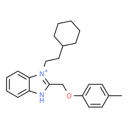 ChemSpider 2D Image | 3-(2-Cyclohexylethyl)-2-[(4-methylphenoxy)methyl]-1H-3,1-benzimidazol-3-ium | C23H29N2O