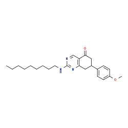 ChemSpider 2D Image | 7-(4-Methoxyphenyl)-2-(nonylamino)-7,8-dihydro-5(6H)-quinazolinone | C24H33N3O2