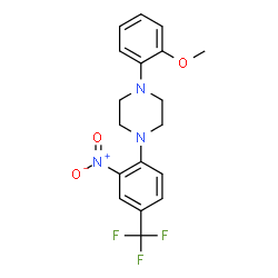 ChemSpider 2D Image | 1-(2-Methoxyphenyl)-4-[2-nitro-4-(trifluoromethyl)phenyl]piperazine | C18H18F3N3O3