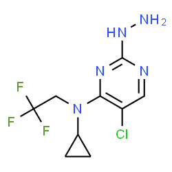 ChemSpider 2D Image | 5-Chloro-N-cyclopropyl-2-hydrazino-N-(2,2,2-trifluoroethyl)-4-pyrimidinamine | C9H11ClF3N5