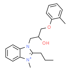 ChemSpider 2D Image | 1-[2-Hydroxy-3-(2-methylphenoxy)propyl]-3-methyl-2-propyl-1H-benzimidazol-3-ium | C21H27N2O2