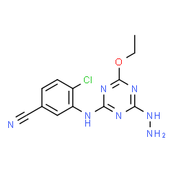 ChemSpider 2D Image | 4-Chloro-3-[(4-ethoxy-6-hydrazino-1,3,5-triazin-2-yl)amino]benzonitrile | C12H12ClN7O