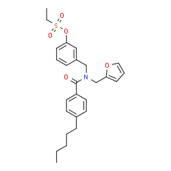 ChemSpider 2D Image | 3-{[(2-Furylmethyl)(4-pentylbenzoyl)amino]methyl}phenyl ethanesulfonate | C26H31NO5S