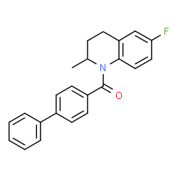 ChemSpider 2D Image | 4-Biphenylyl(6-fluoro-2-methyl-3,4-dihydro-1(2H)-quinolinyl)methanone | C23H20FNO