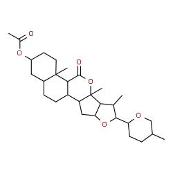 ChemSpider 2D Image | 4a,6a,7-Trimethyl-8-(5-methyltetrahydro-2H-pyran-2-yl)-5-oxooctadecahydrobenzo[h]furo[2',3':4,5]cyclopenta[1,2-c]isochromen-2-yl acetate | C29H44O6