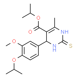 ChemSpider 2D Image | Isopropyl 6-(4-isopropoxy-3-methoxyphenyl)-4-methyl-2-sulfanyl-1,6-dihydropyrimidine-5-carboxylate | C19H26N2O4S