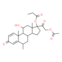 ChemSpider 2D Image | 21-Acetoxy-11-hydroxy-6-methyl-3,20-dioxopregna-1,4-dien-17-yl propionate | C27H36O7