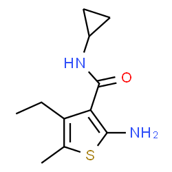 ChemSpider 2D Image | 2-Amino-N-cyclopropyl-4-ethyl-5-methyl-3-thiophenecarboxamide | C11H16N2OS