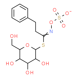 ChemSpider 2D Image | 1-S-[3-Phenyl-N-(sulfonatooxy)propanimidoyl]-1-thiohexopyranose | C15H20NO9S2