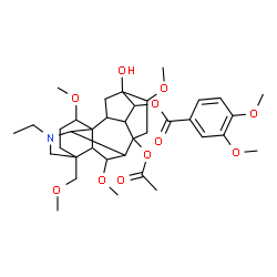 ChemSpider 2D Image | 8-Acetoxy-20-ethyl-13-hydroxy-1,6,16-trimethoxy-4-(methoxymethyl)aconitan-14-yl 3,4-dimethoxybenzoate | C36H51NO11