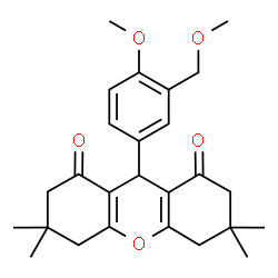 ChemSpider 2D Image | 9-[4-Methoxy-3-(methoxymethyl)phenyl]-3,3,6,6-tetramethyl-3,4,5,6,7,9-hexahydro-1H-xanthene-1,8(2H)-dione | C26H32O5