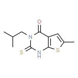 ChemSpider 2D Image | 3-Isobutyl-6-methyl-2-sulfanylthieno[2,3-d]pyrimidin-4(3H)-one | C11H14N2OS2