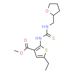 ChemSpider 2D Image | Methyl 5-ethyl-2-{[(tetrahydro-2-furanylmethyl)carbamothioyl]amino}-3-thiophenecarboxylate | C14H20N2O3S2