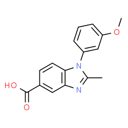 ChemSpider 2D Image | 1-(3-methoxyphenyl)-2-methyl-1,3-benzodiazole-5-carboxylic acid | C16H14N2O3