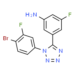 ChemSpider 2D Image | 3-[1-(4-Bromo-3-fluorophenyl)-1H-tetrazol-5-yl]-5-fluoroaniline | C13H8BrF2N5