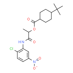 ChemSpider 2D Image | 1-[(2-Chloro-5-nitrophenyl)amino]-1-oxo-2-propanyl 4-(2-methyl-2-propanyl)cyclohexanecarboxylate | C20H27ClN2O5