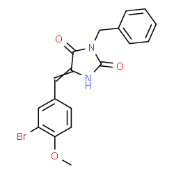 ChemSpider 2D Image | 3-Benzyl-5-(3-bromo-4-methoxybenzylidene)-2,4-imidazolidinedione | C18H15BrN2O3
