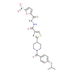 ChemSpider 2D Image | 2-[1-(4-Isopropoxybenzoyl)-4-piperidinyl]-N'-(5-nitro-2-furoyl)-1,3-thiazole-4-carbohydrazide | C24H25N5O7S