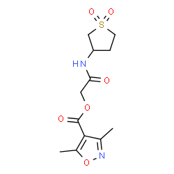 ChemSpider 2D Image | 2-[(1,1-Dioxidotetrahydro-3-thiophenyl)amino]-2-oxoethyl 3,5-dimethyl-1,2-oxazole-4-carboxylate | C12H16N2O6S