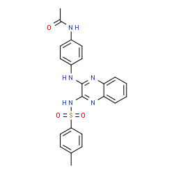 ChemSpider 2D Image | N-{4-[(3-{[(4-Methylphenyl)sulfonyl]amino}-2-quinoxalinyl)amino]phenyl}acetamide | C23H21N5O3S