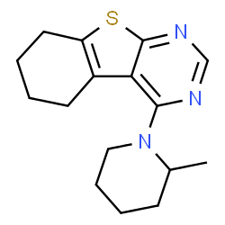 ChemSpider 2D Image | 4-(2-Methyl-1-piperidinyl)-5,6,7,8-tetrahydro[1]benzothieno[2,3-d]pyrimidine | C16H21N3S