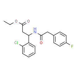 ChemSpider 2D Image | Ethyl 3-(2-chlorophenyl)-3-{[(4-fluorophenyl)acetyl]amino}propanoate | C19H19ClFNO3