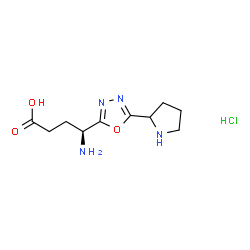 ChemSpider 2D Image | (4S)-4-Amino-4-[5-(2-pyrrolidinyl)-1,3,4-oxadiazol-2-yl]butanoic acid hydrochloride (1:1) | C10H17ClN4O3