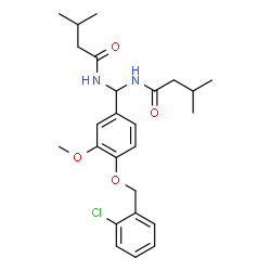 ChemSpider 2D Image | N,N'-({4-[(2-Chlorobenzyl)oxy]-3-methoxyphenyl}methylene)bis(3-methylbutanamide) | C25H33ClN2O4